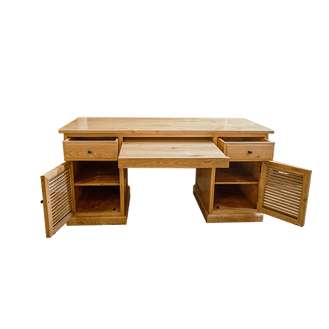 Oak Large Desk With Cupboards image 2